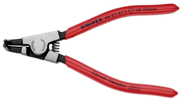 Knipex 46 21 A11 Seegeringzange Passend für (Seegeringzangen) Außenringe 10-25 mm Spitzenform (Details) abgewinkelt 90°