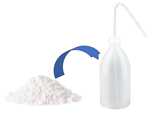 250ml spray bottle, narrow neck laboratory bottle incl. 150g talcum powder